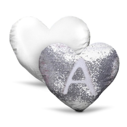 Federa Cuscino Cuore Paillettes Bianco-Argento